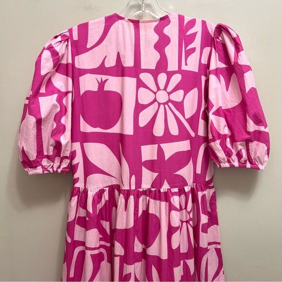 Oliphant Tuckernuck Munthe Puff Sleeve Maxi Dress in Twiggy Pink Floral Size XS - Picture 10 of 14